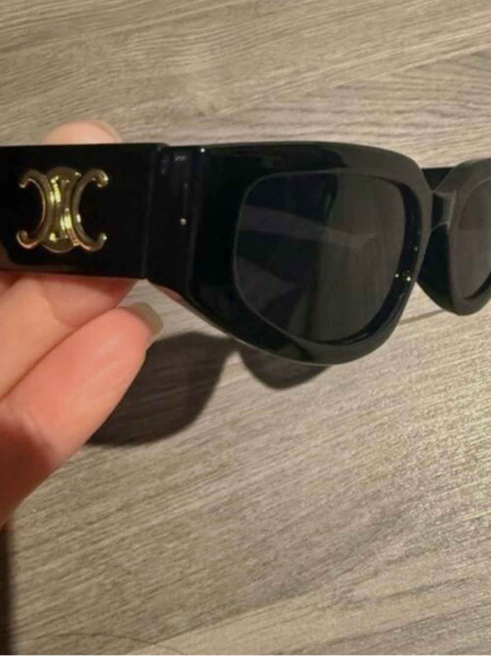 Black Acetate Sunglasses with Gold Double C Logo